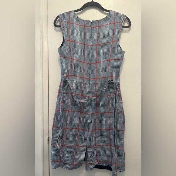 💯 linen J Crew gingham style dress with tie waist zippered back - women’s 6 - Picture 2 of 9